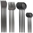 Axyaa 16-Piece Stainless Steel Cutlery Set in Black Gold Mirror Finish