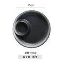 Axyaa Ceramic Dumpling Plate with Vinegar, Round Grid, Household Cold Dish