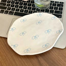 Axyaa 8 inch Bowknot Ceramic Plate - Cute Korean Dishes for Dessert, Salad & More