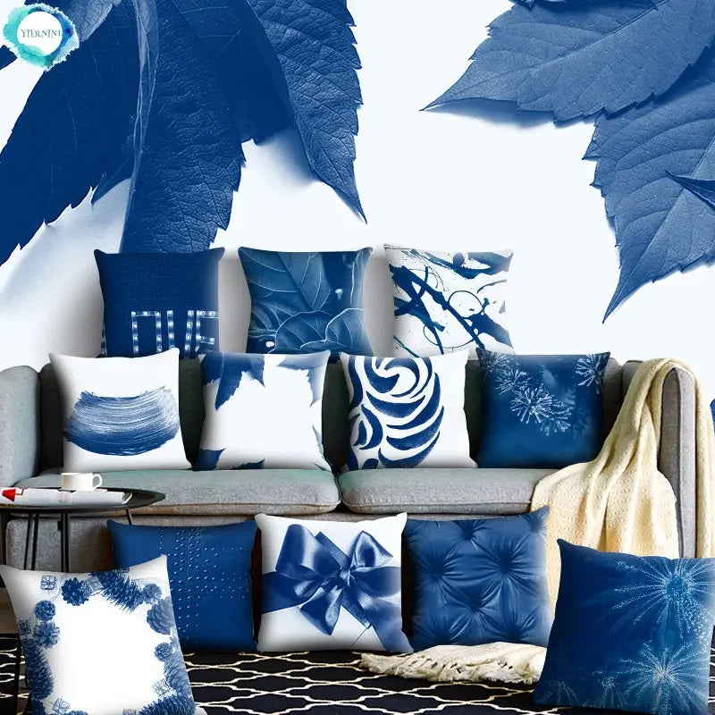 Axyaa Blue Geometry Pillowcase - Decorative Cushion Cover