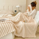 Axyaa Rabbit Plush Blanket: Soft & Warm Throw for Sofa, Nap, or Comfort