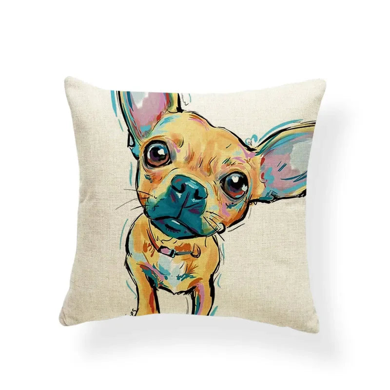 Axyaa Golden Retriever Linen Pillowcase: Decorative Square Cushion Cover