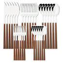 Axyaa Stainless Steel Cutlery Set with Imitation Wooden Handles