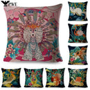 Axyaa Dragon Fox Firebird Linen Cushion Cover 45*45cm