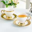 Axyaa Ceramic Coffee Cup & Saucer Set Gold Border European Afternoon Tea Latte Art Mug