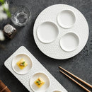 Axya 3-Grid White Ceramic Snack Tray Sushi Plate Set