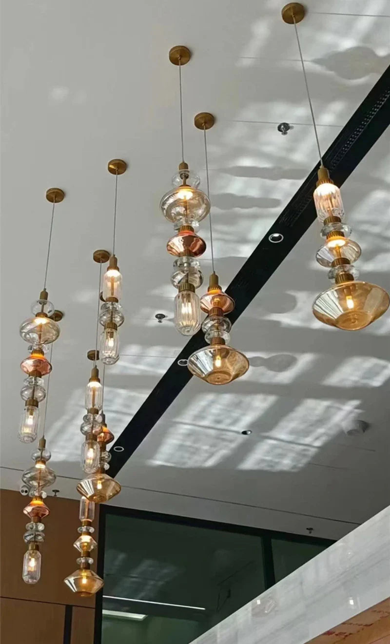 Axyaa Vintage LED Glass Pendant Lamp - American Style Hanging Lighting