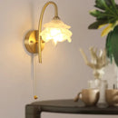 Axyaa LED Glass Wall Sconce with Pull Chain Switch for Modern Luxury Bedroom Lighting