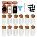 Axyaa Glass Spice Jars Set with Bamboo Lids and Labels