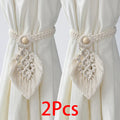 Boho Beadfringe Curtain Tiebacks Macrame Decor by Axyaa - Farmhouse Room Decor