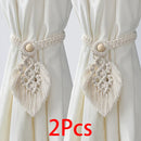 Boho Beadfringe Curtain Tiebacks Macrame Decor by Axyaa - Farmhouse Room Decor