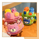 Axyaa Kawaii Bear 1L Water Bottle with Straw, Cute Design for Kids, Travel-friendly