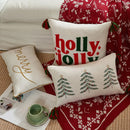 Axyaa Christmas Embroidered Pillow Covers 30x50cm Gold Decor Winter Holiday Cushion Cases