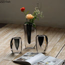 Axyaa Glass Vase Hydroponics Floral Desk Decoration with Artificial Flowers