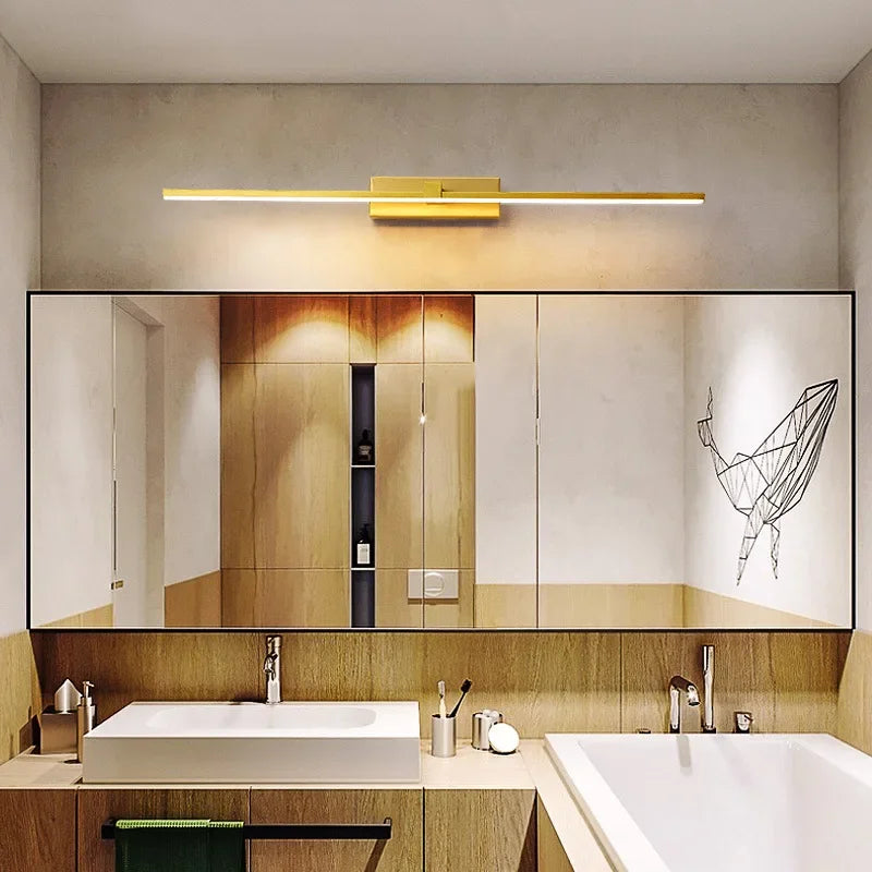 Axya Golden LED Wall Lamp for Bathroom & Bedroom Mirror, Modern Living Room Sconce