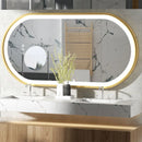 Axyaa Oval LED Bathroom Mirror Gold Frame Anti-fog 3-Color IP56 800/1000/1200MM