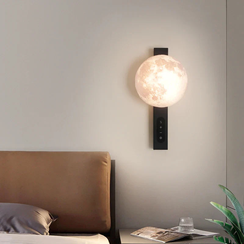 Axyaa Moon LED Wall Lamp: Touch Dimming, 3-color Variable Lighting