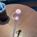 Axyaa Cute Bear Straw with Cat Claw Stoppers in Pink