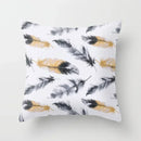 Axyaa White Feather Pillowcase Blue Polyester Cushion Cover for Home Decor