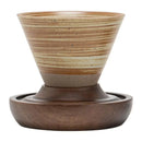 Axyaa Ceramic Funnel Coffee Cup with Walnut Base