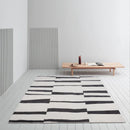 Axyaa Plush Black White Lines Carpet: Modern Luxury Room Decor Rug
