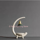 Axyaa Stone Crescent Melting Lamp: Designer Resin Decorative Warm Light