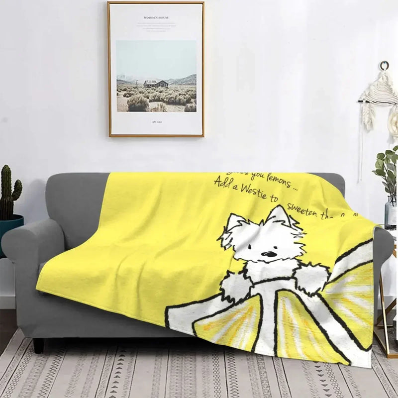 Axyaa Westie Dog Anatomy Flannel Blanket - Cozy Home Sofa Office Travel Throw