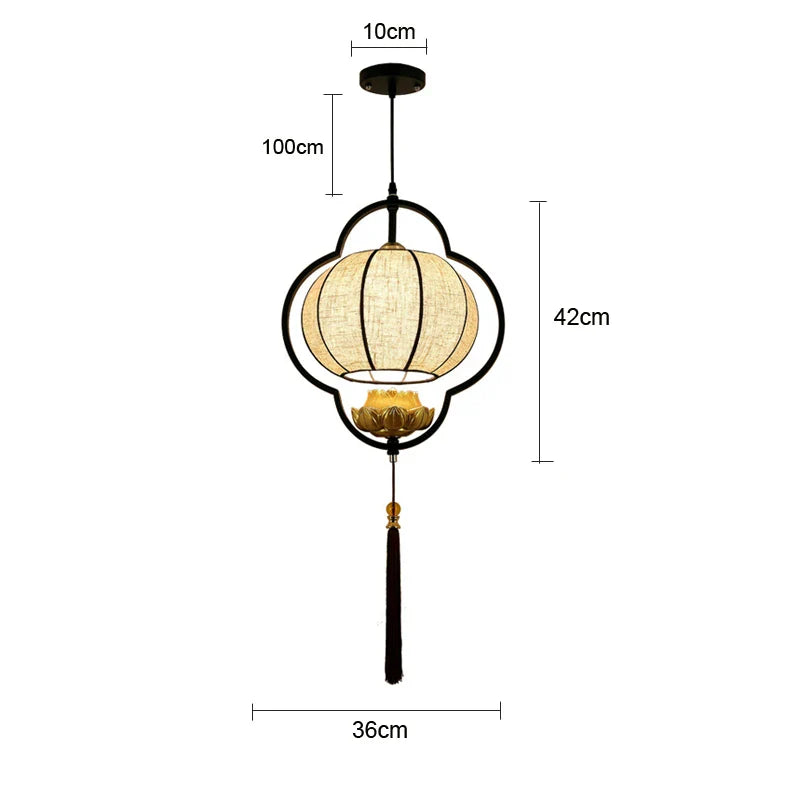 Axyaa Chinese Lantern Chandelier for Dining Room Teahouse Bedroom Hotel Creative Lamps