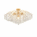 Axyaa Luxury Gold Crystal Ceiling Light Chandelier with LED Bulbs for Bedroom Decor