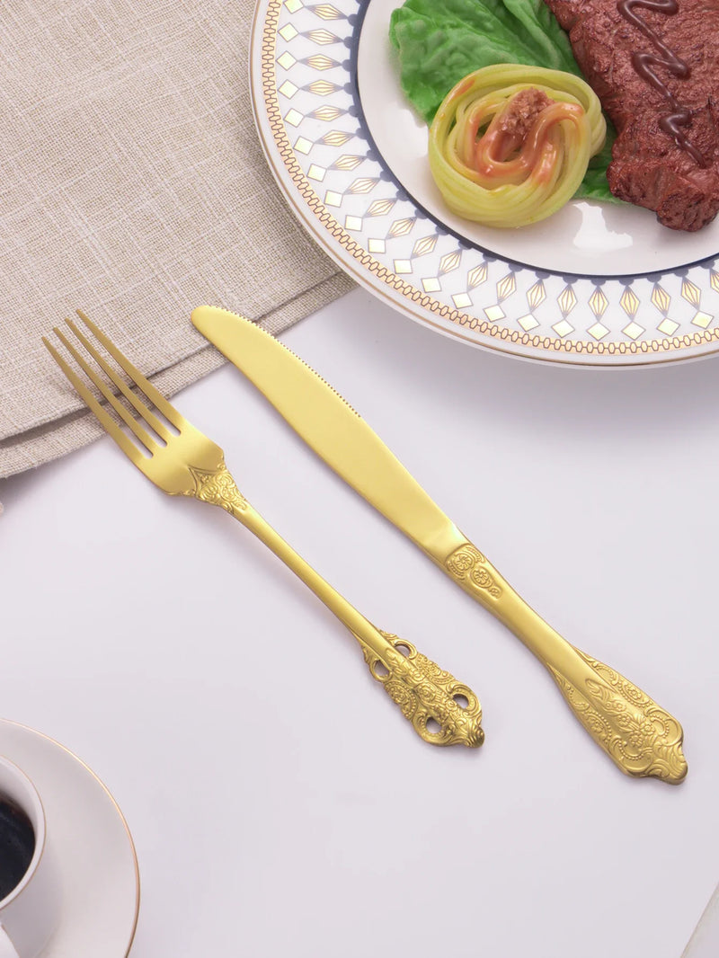 Axyaa Palace Series Stainless Steel Gold Tableware Set for Home, Hotel, Restaurant