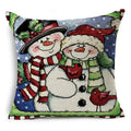 Axyaa Christmas Santa Snowman Pillowcase - Linen Cushion Cover 18*18 inch