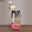Axyaa Pink Gradient Glass Vase Flower Pot Desk Decor Room Aesthetic Arrangement