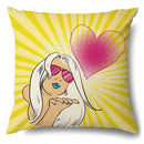 Axyaa Soft Plush POP Comic Portrait Cushion Cover - Home Decor Pillowcase