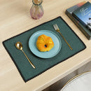 Axyaa Green Lace Edge Dining Table Mats - Set of 6