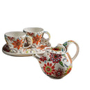 Axyaa Butterfly Love Flower Ceramic Tableware Set with Tea Hospitality Kettle