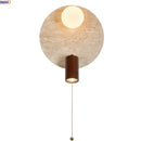 Axyaa Yellow Travertine LED Wall Lamps Indoor White Glass Stone Wood Stair Light