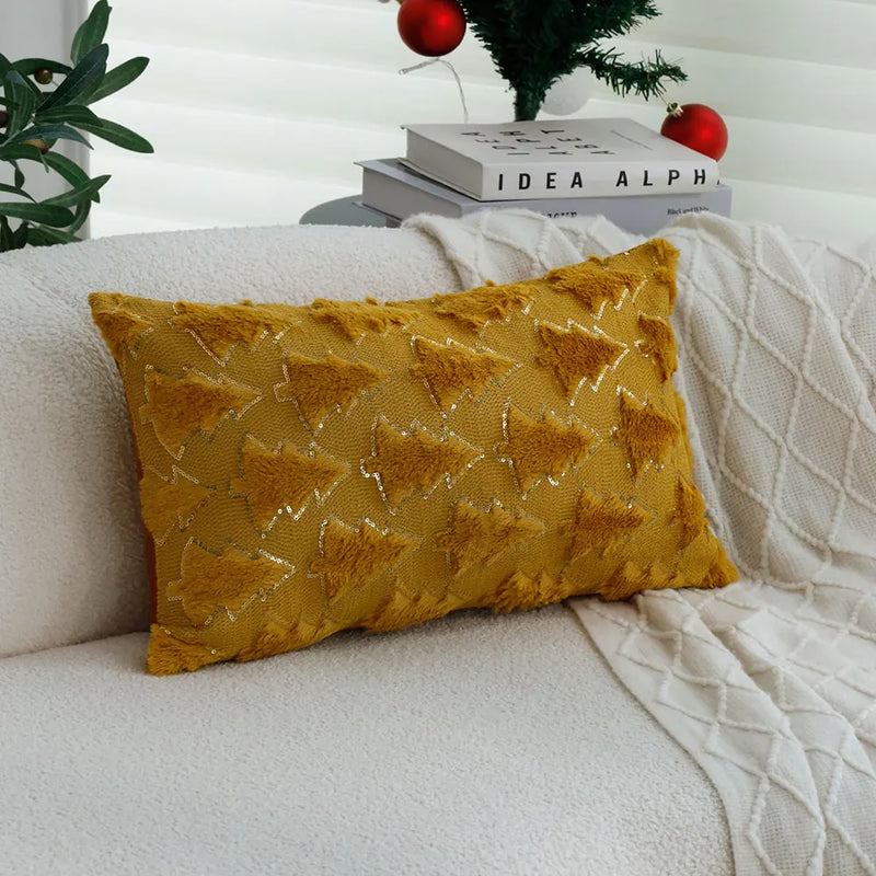 Axyaa Christmas Tree Plush Sequin Throw Pillow Cover