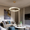 Modern Crystal Circle Pendant Light by Axyaa - Luxury LED Hanging Chandelier for Living Room