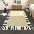 Axyaa French Retro Striped Bedside Carpet Cream Rug for Bedroom and Living Room