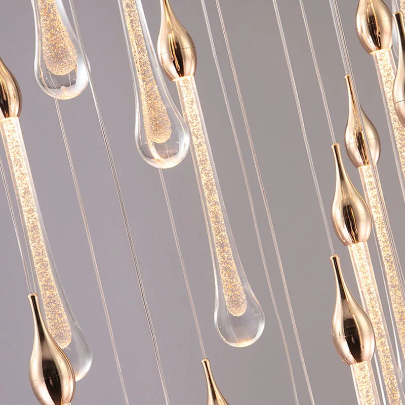 Axyaa Nordic LED Crystal Chandelier, Modern Simple Water Drop Design for Bedroom and Bar Decor