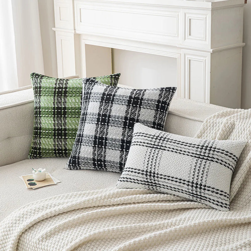 Axyaa Checked Cushion Cover Home Decor Pillow for Living Room