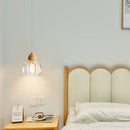 Axyaa Clear Glass Ceiling Light with Wood E27 Bulb for Bedroom, Dining Room, Hallway