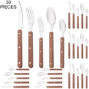 Axyaa Wooden Handle Stainless Steel Cutlery Set - 30pcs Flatware Tableware