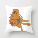 Axyaa Naughty Cat Home Decor Cushion Cover Square Polyester Pillowcase 45x45cm