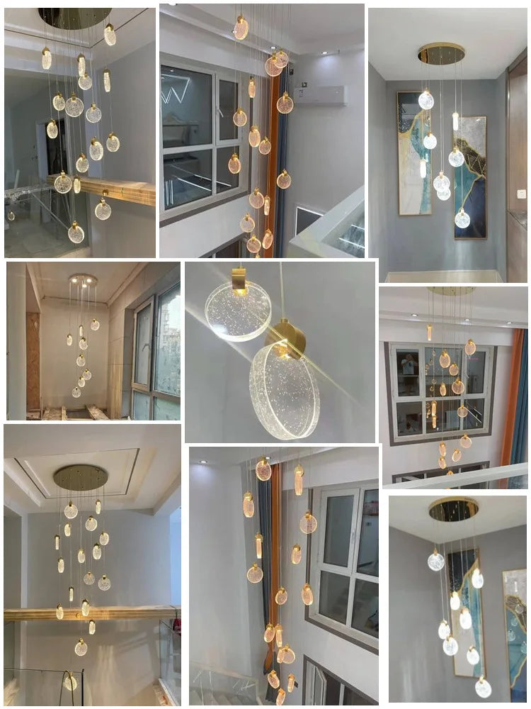 Axya Nordic Crystal LED Chandeliers for Living Dining Stairwell Hallway