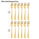 Axyaa Gold Dessert Fork Set Stainless Steel Coffee Ice Cream Cake Forks Black Cutlery