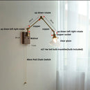 Axyaa Copper LED Swing Arm Wall Light Fixture Nodic Walnut Design