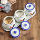 Axya Ceramic Rooster Seasoning Jar Set with Lid Spoon