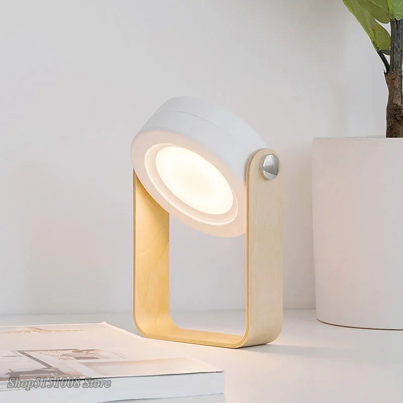 Axyaa Portable Lantern Lamp Wood Handle Foldable Night Light