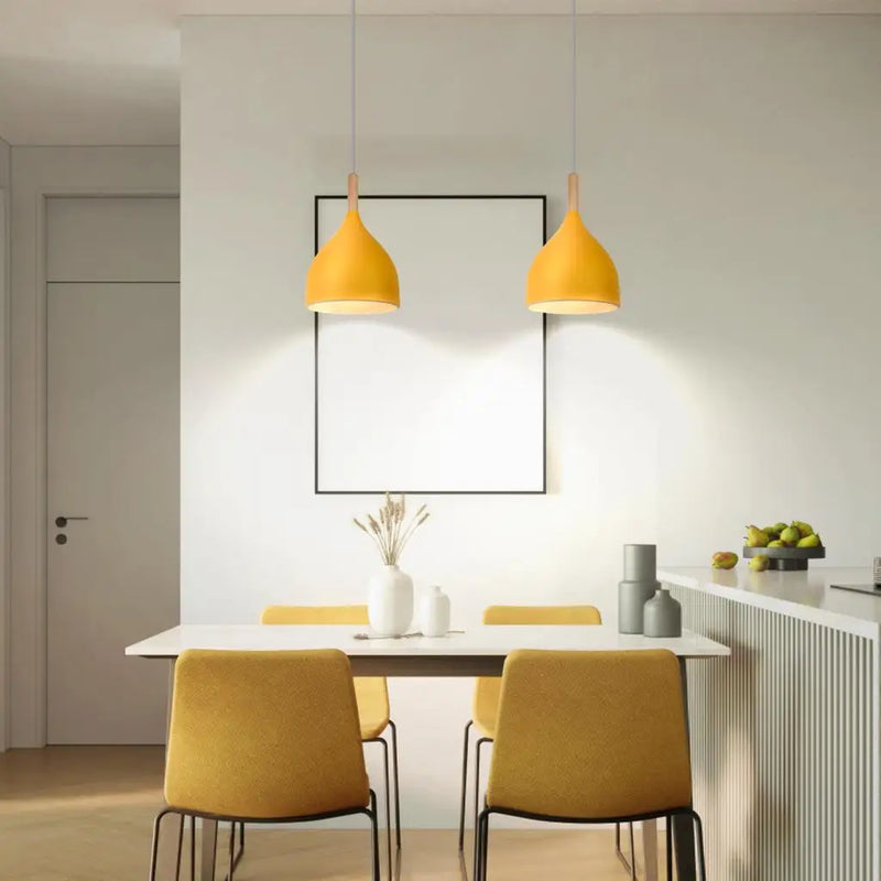 Axyaa Wooden Pendant Light: Modern Industrial Nordic Kitchen Dining Room Living Room Decor